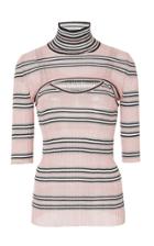 Mrz Cutout Striped Lurex Turtleneck Top