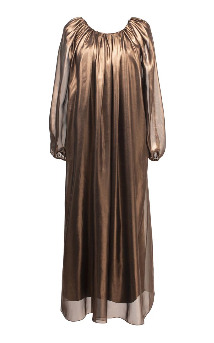 Lake Studio Metallic Pleated Midi Dress