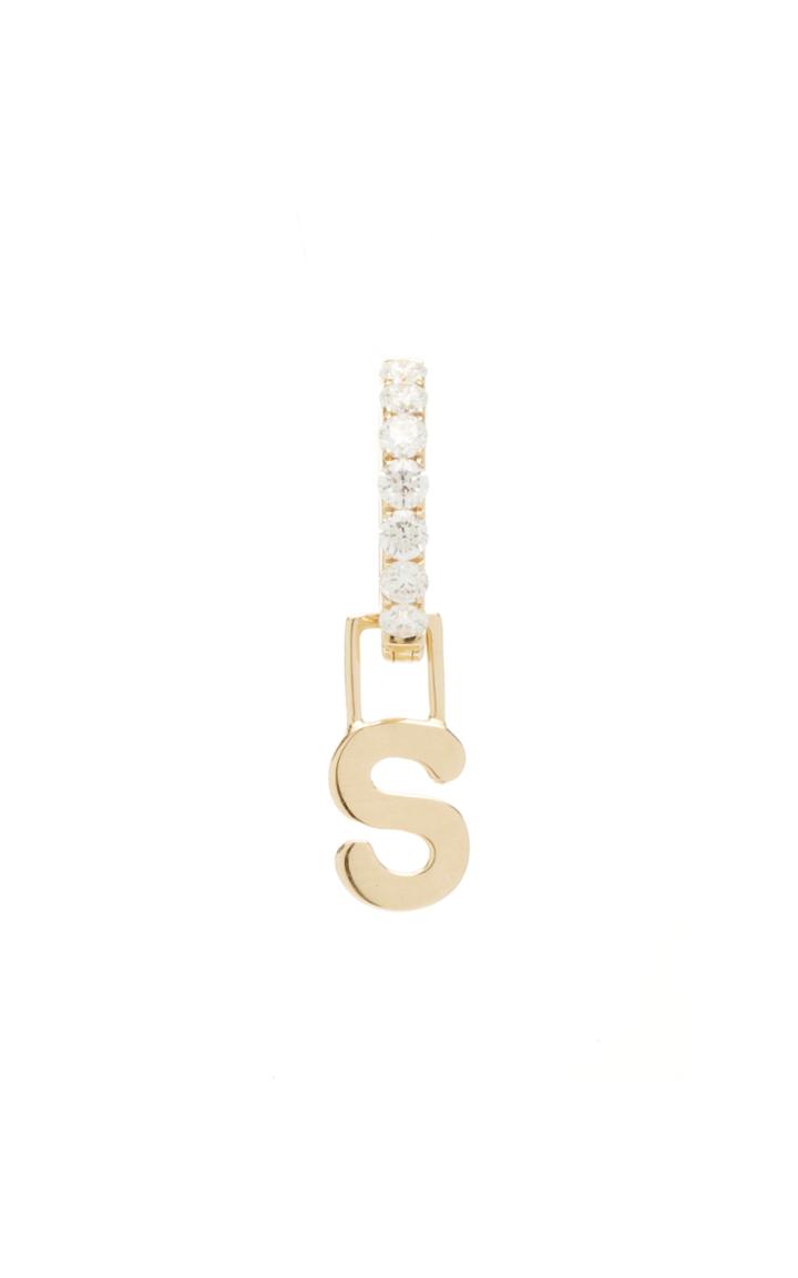 Moda Operandi Robinson Pelham Midi Diamond Orb Hoop With 14k Yellow Gold Initial