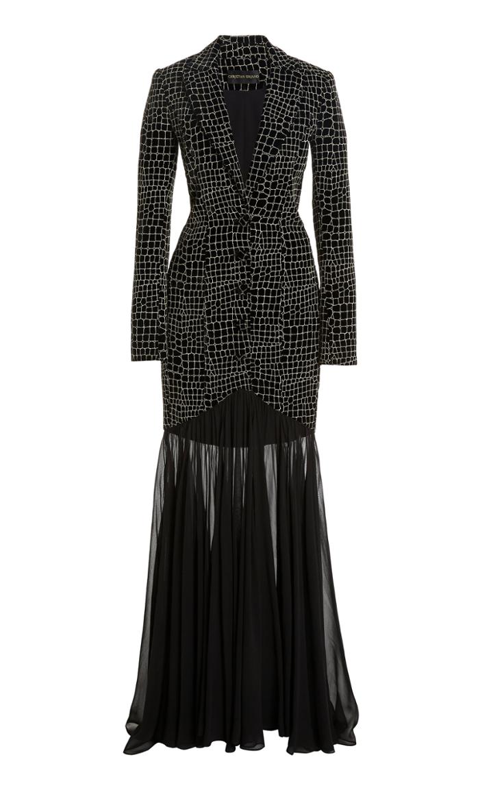 Moda Operandi Christian Siriano Croc-embroidered Velvet Blazer Gown