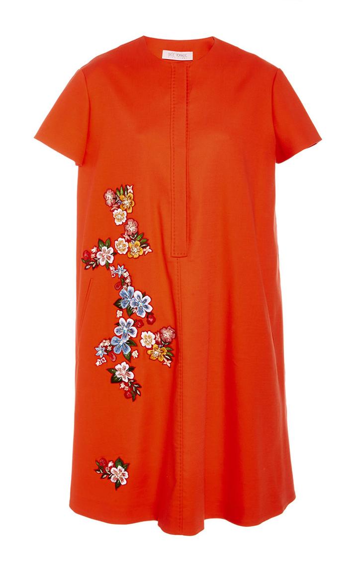 Dice Kayek Embroidered And Beaded Floral Macram Short Sleeve Dress
