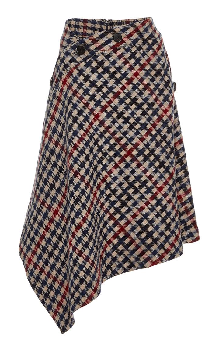 Jw Anderson Asymmetric Checked Wool-blend Skirt