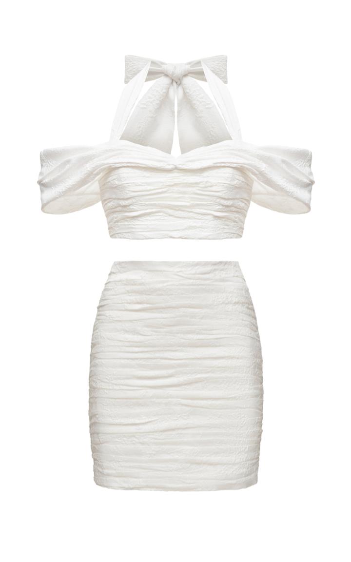 Moda Operandi Rasario Draped Jacquard Top And Draped Jacquard Mini Skirt