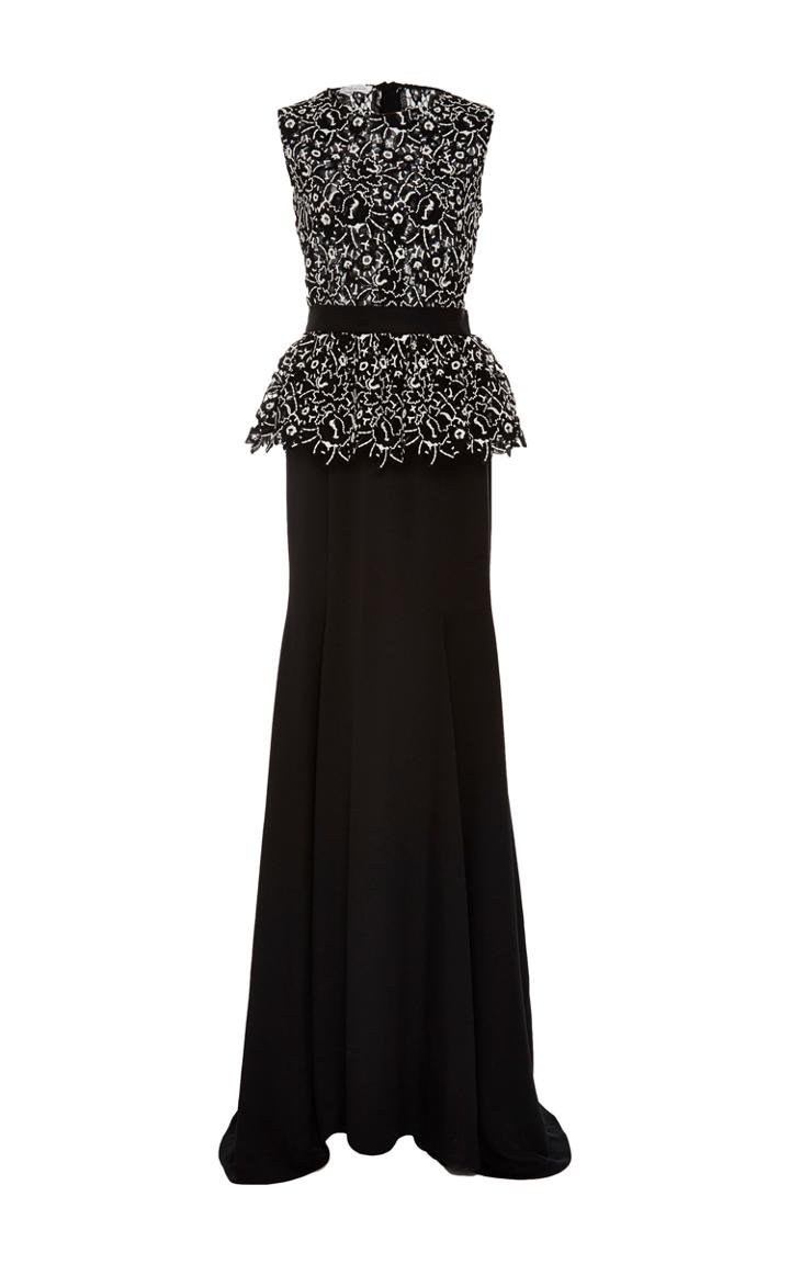 Oscar De La Renta Sleeveless Peplum Gown