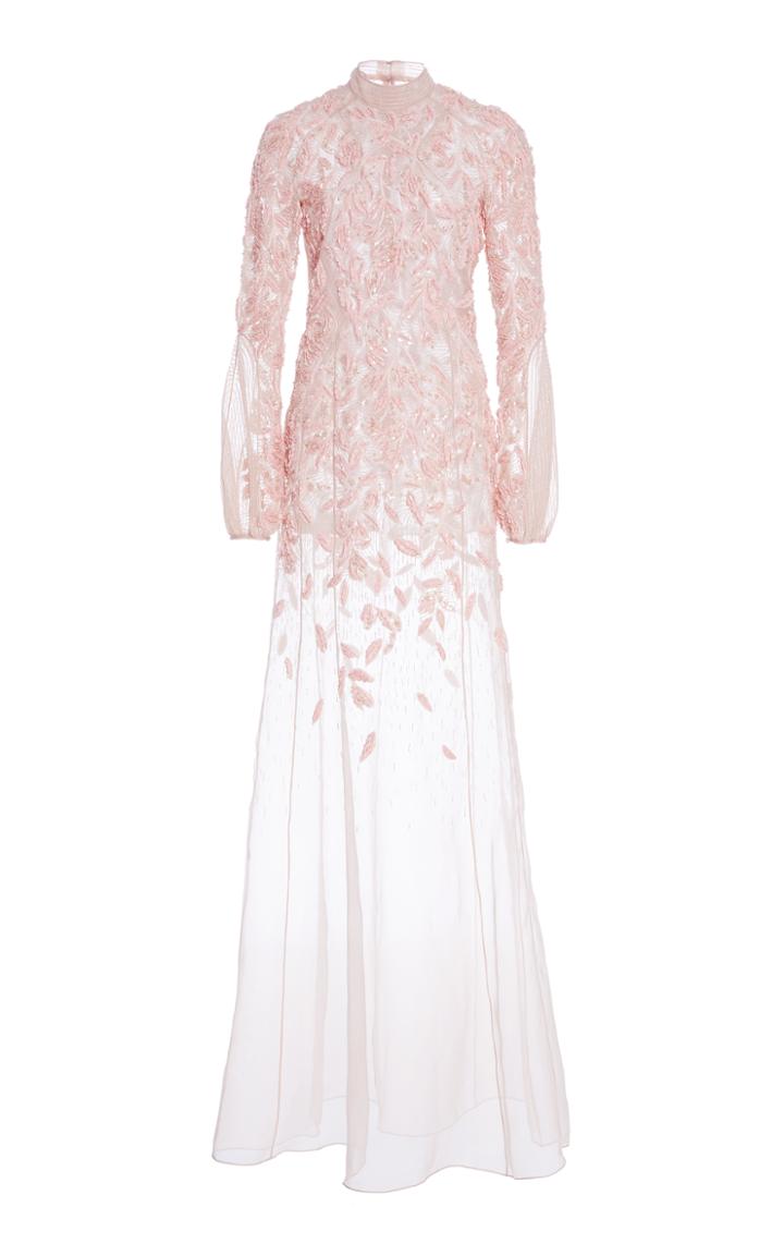 J. Mendel Floral Embellished Organza Gown