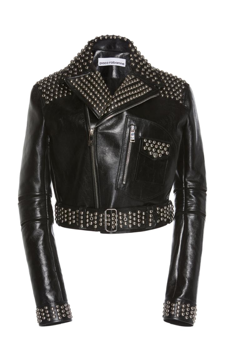 Paco Rabanne Embroidered Faux Leather Jacket