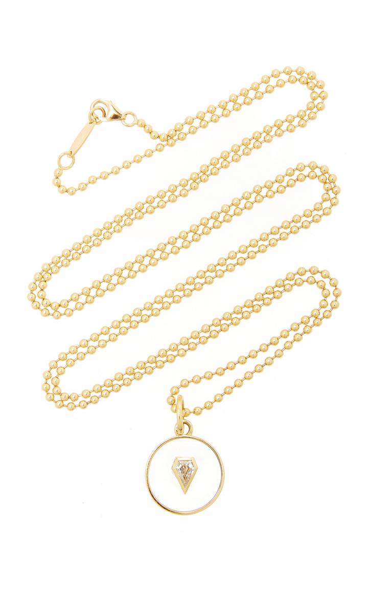 Jemma Wynne 18k Yellow Gold Necklace With Rock Crystal And Diamond Shield