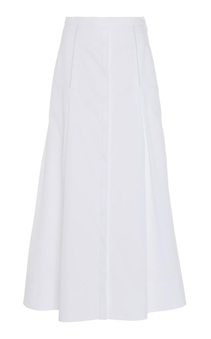 Gabriela Hearst Jean Pleated Cotton Midi Skirt