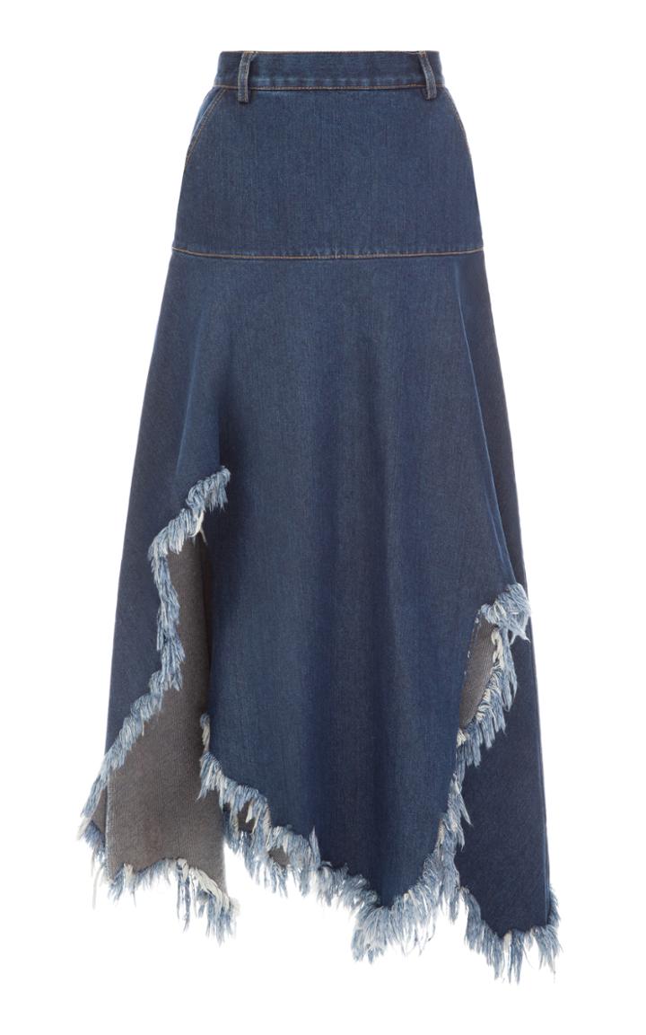 Ksenia Schnaider Maxi Denim Fringe Skirt