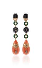 Wendy Yue Coral And Green Jade Earrings