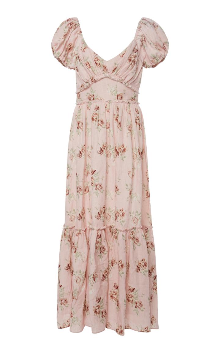 Loveshackfancy Angie Floral-print Linen Maxi Dress