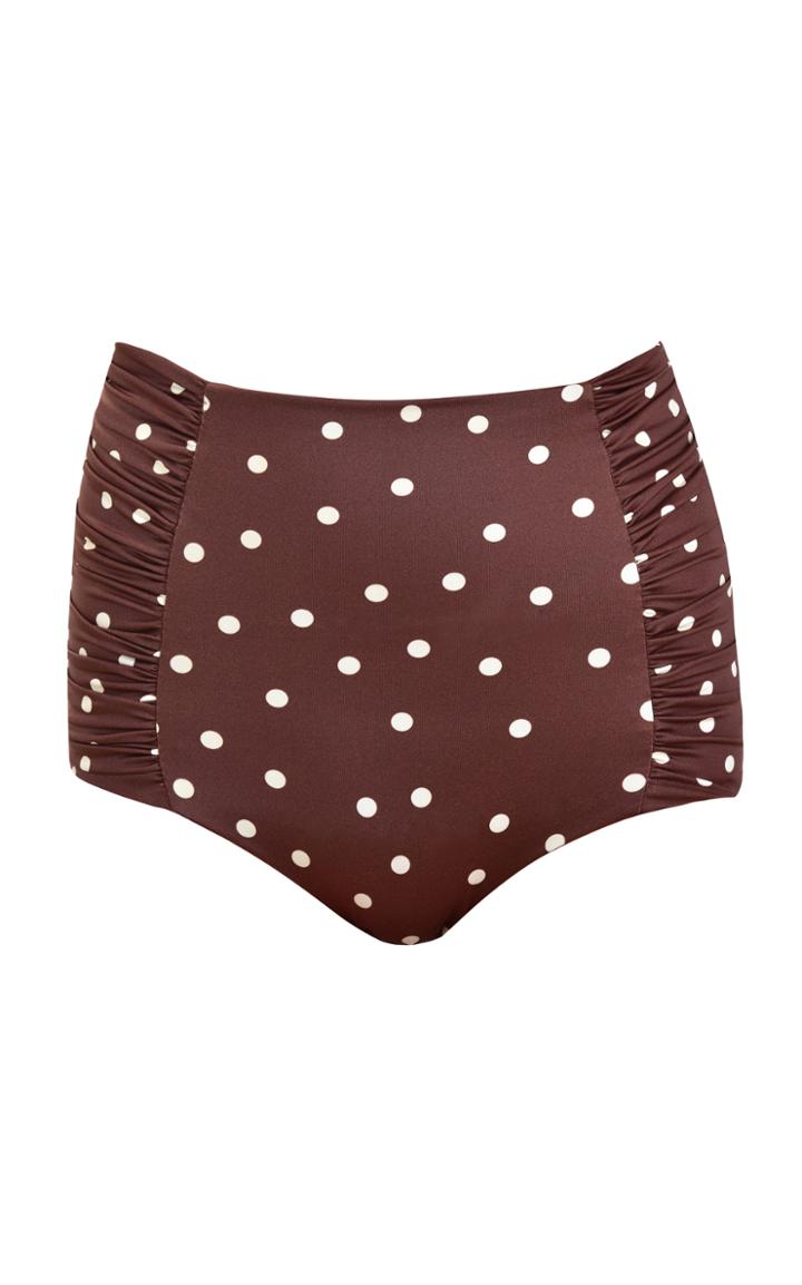Moda Operandi Johanna Ortiz Volcano Ruched Polka-dot High-waist Bikini Bottom