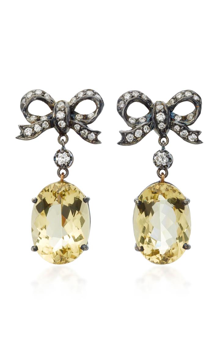 Montse Esteve 18k Gold Citrine And Diamond Drop Earrings