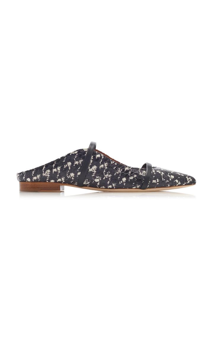Malone Souliers Maureen Leather-trimmed Herringbone Canvas Mules Size: