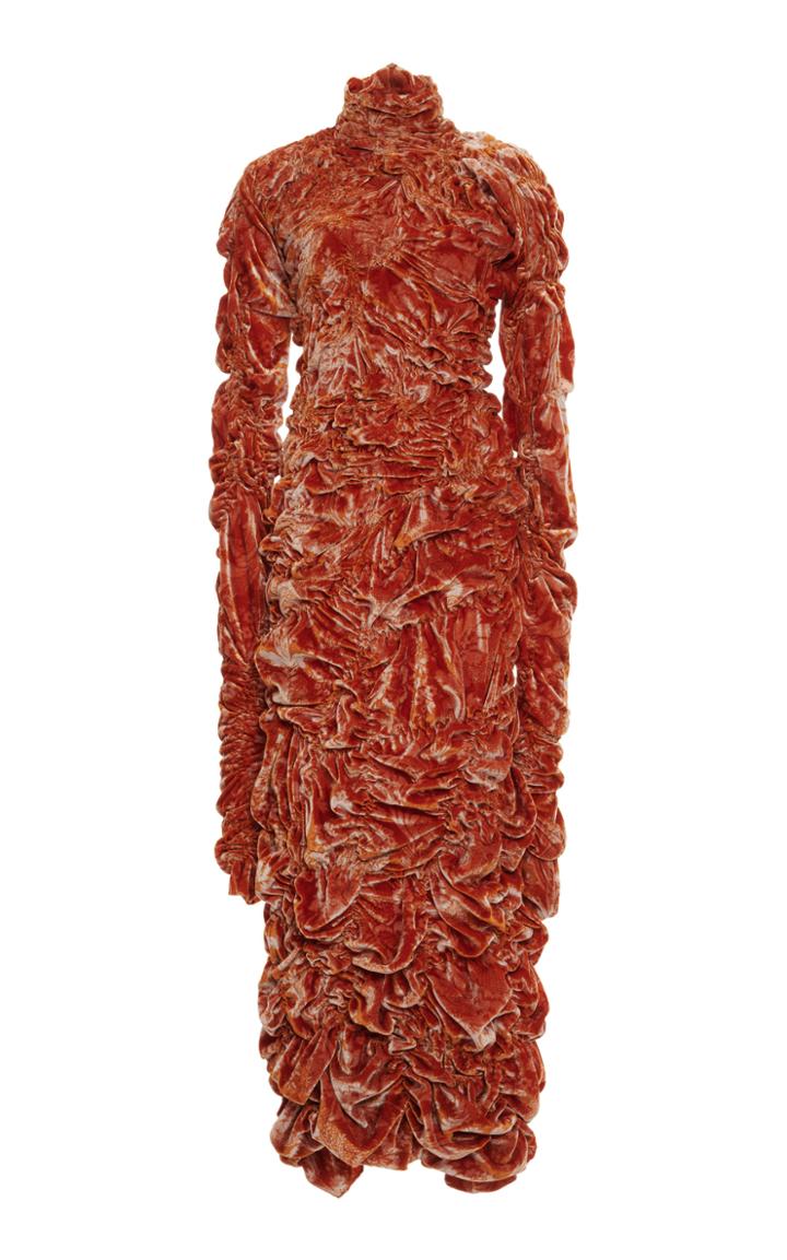 Moda Operandi Acne Studios Dynan Ruched Velvet Midi Dress
