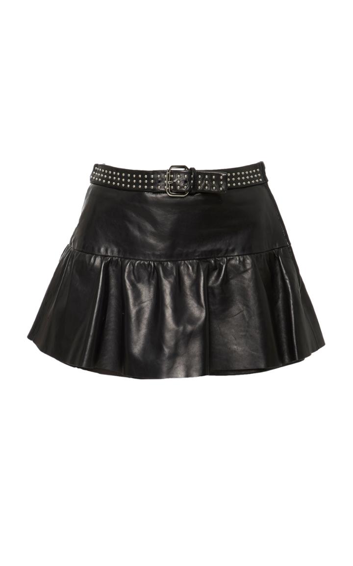 Red Valentino Mini Belted Leather Skort
