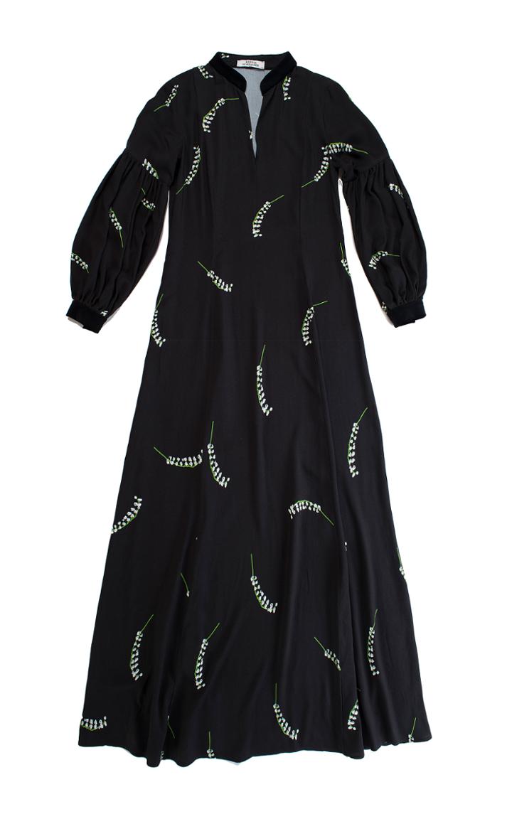 Ksenia Schnaider Lily Print Peasant Sleeve Maxi Dress