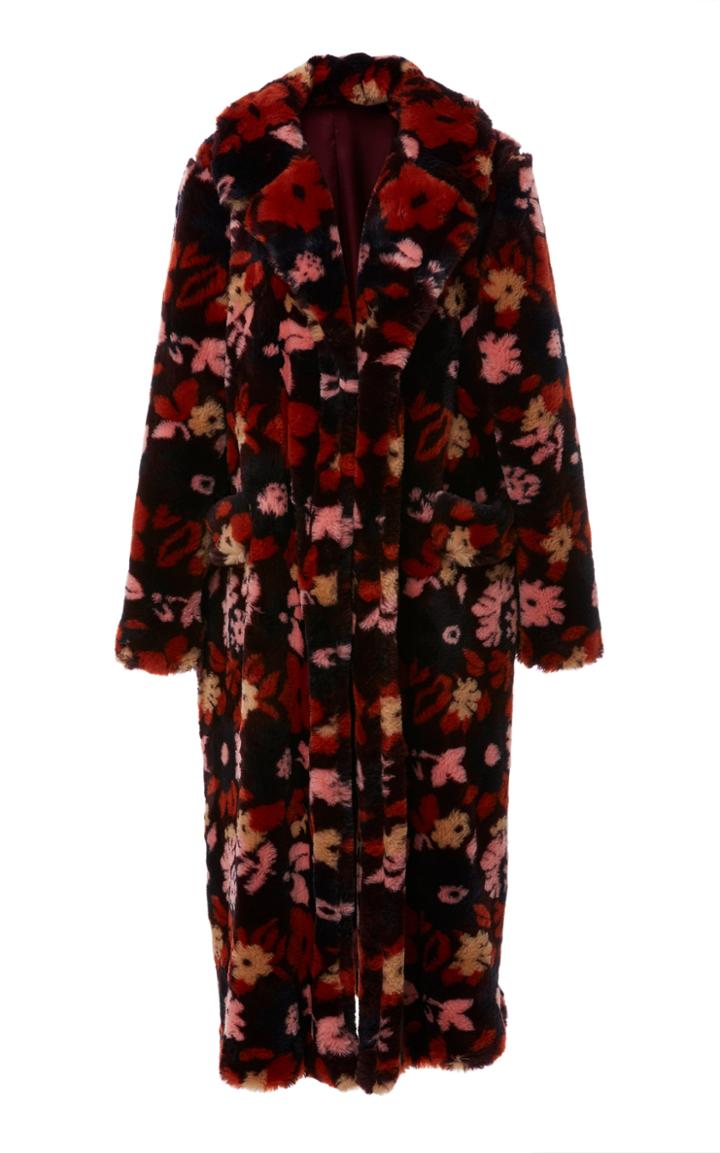 Anna Sui Floral Faux Fur Coat