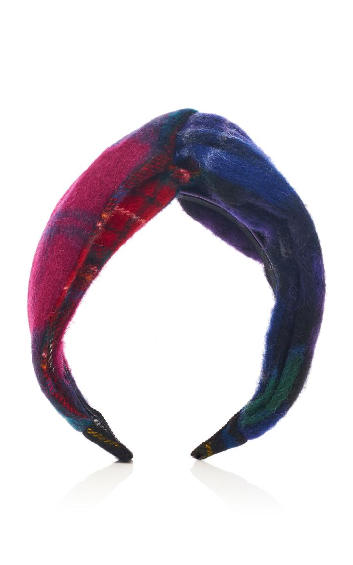 Benoit Missolin Rebecca Knotted Checked Wool Headband