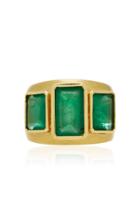 Moda Operandi Jenna Blake One Of A Kind 18k Yellow Gold Three Stone Emerald Ring