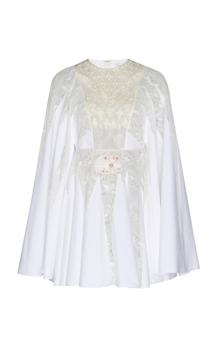 Giambattista Valli Embroidered Lace Pleated Mini Dress