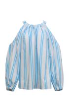 Moda Operandi Rejina Pyo Carmen Striped Organic Cotton Cold-shoulder Top