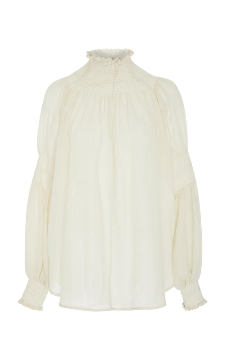 Rachel Comey Renew Wool-gauze Smocked Top