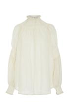Rachel Comey Renew Wool-gauze Smocked Top