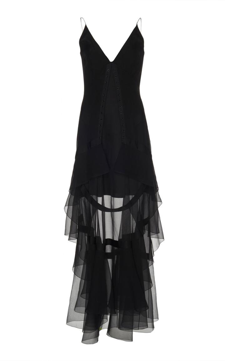 Olivier Theyskens Sheer Hem Silk Dress