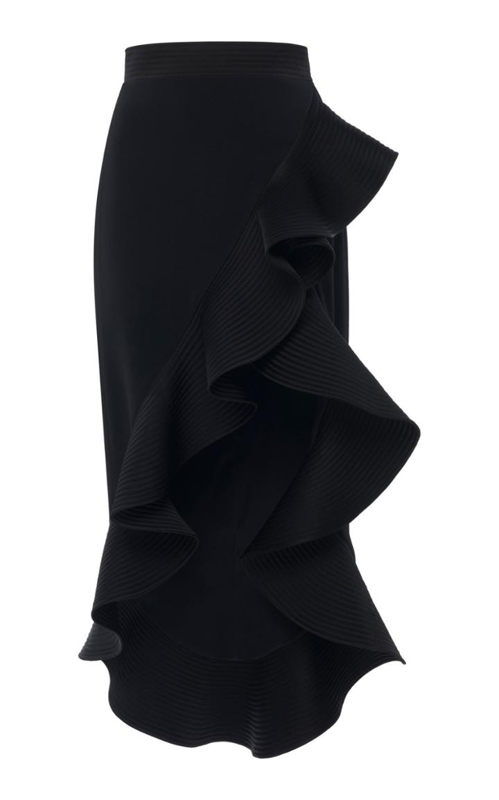 David Koma Asymmetric High-waist Cady Midi Skirt