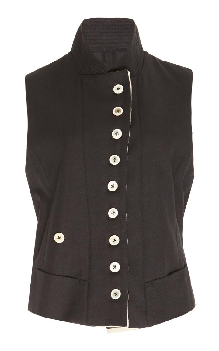 Ann Demeulemeester High Neck Cotton And Linen-blend Vest
