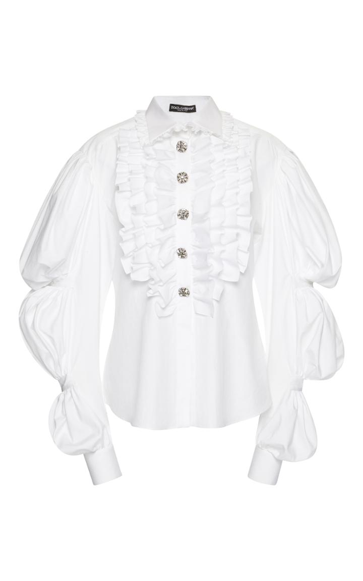 Dolce & Gabbana Long Sleeve Ruffle Blouse