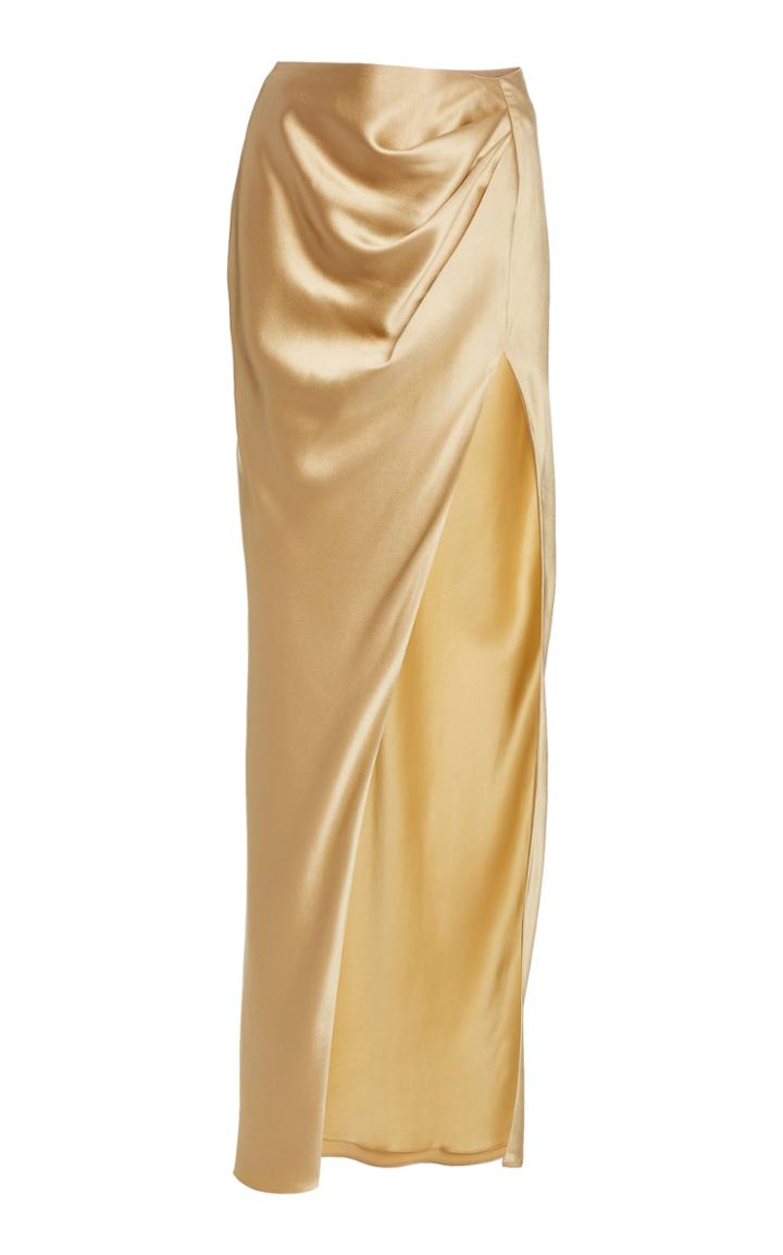 Moda Operandi Semsem Draped Silk Charmeuse Maxi Skirt