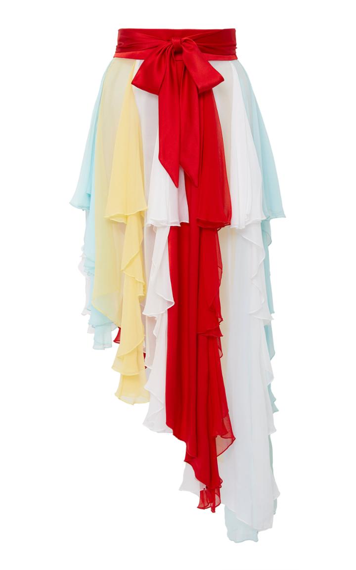 Rodarte Asymmetric Silk-chiffon Skirt
