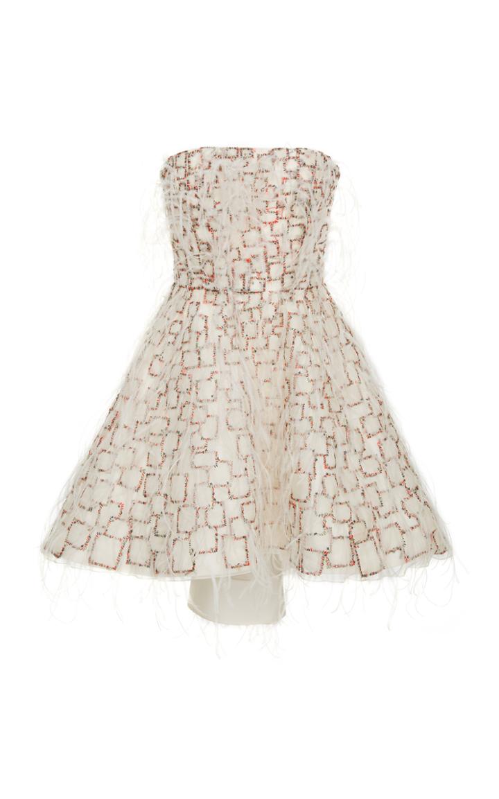 Alexandra Vidal Feathered Mini Corset Dress
