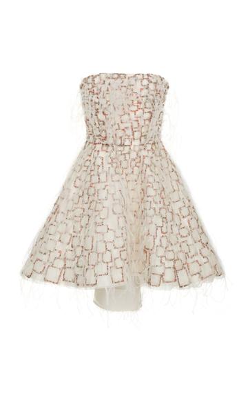 Alexandra Vidal Feathered Mini Corset Dress