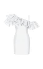 Rasario Ruffled One-shoulder Silk Mini Dress