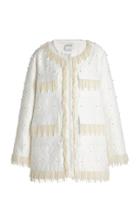 Moda Operandi Huishan Zhang Blossom Faux Pearl-fringed Crepe Jacket