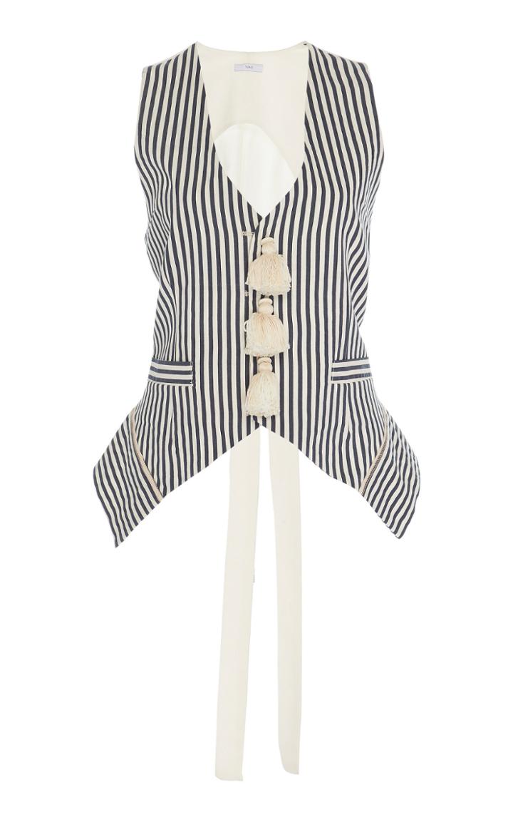 Tome Striped Tassel Cotton Silk Vest