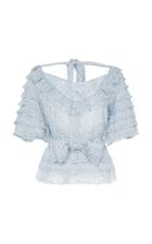 Luisa Beccaria Ruffled Tiered Organza And Georgette Belted Top