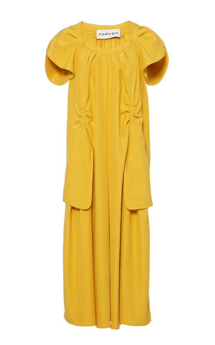 Carven Smocked Midi Length Dress