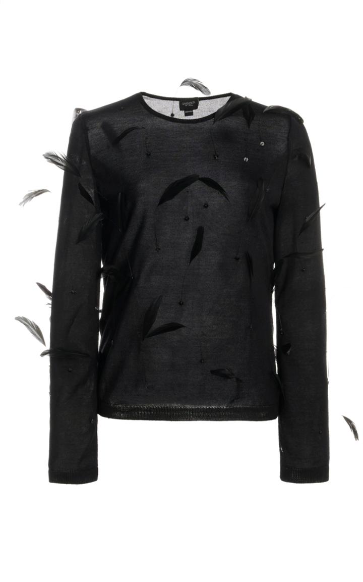 Moda Operandi Giambattista Valli Feather-embellished Cashmere-silk Sweater