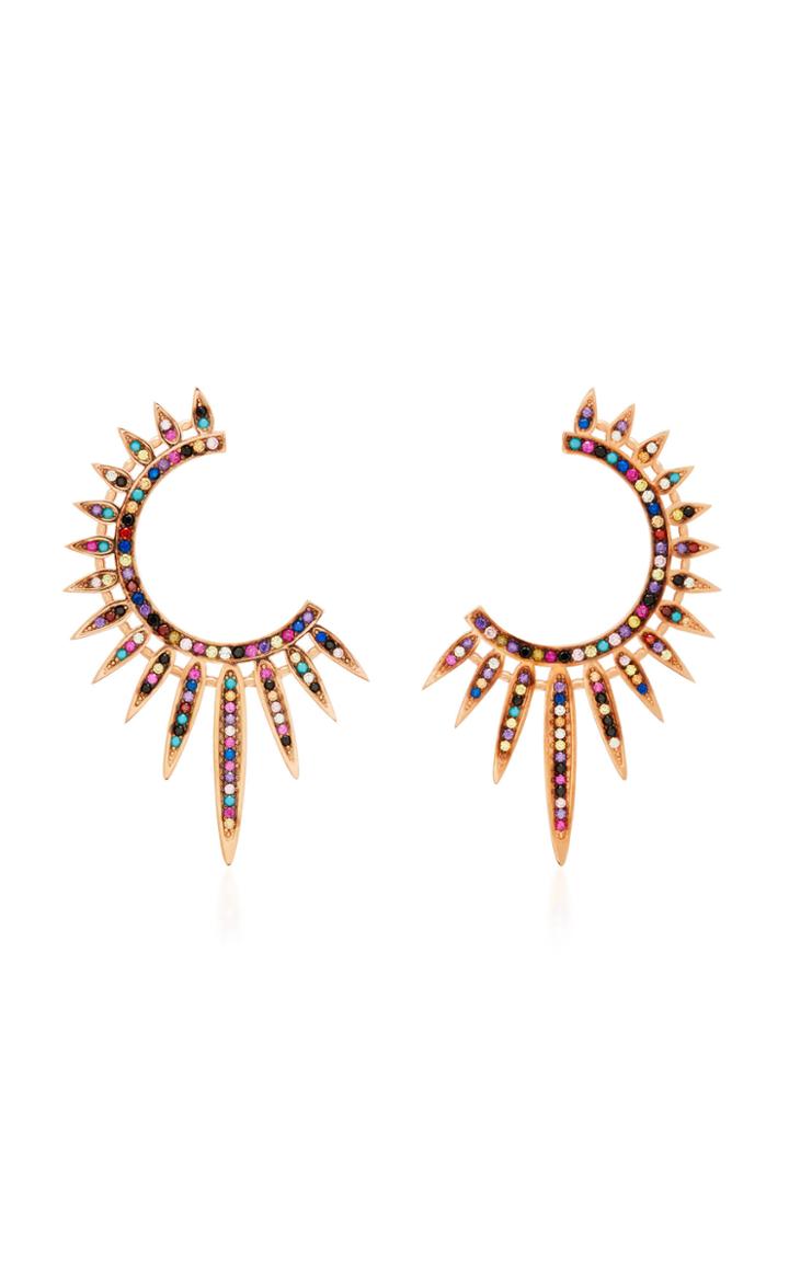 Nickho Rey Sunburst 14k Rose Gold Vermeil Crystal Earrings