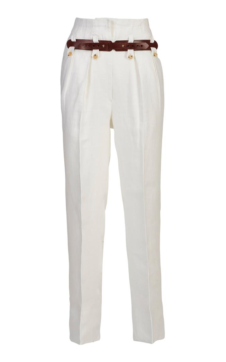 Giuliva Heritage Collection Belted High-waisted Linen Pants