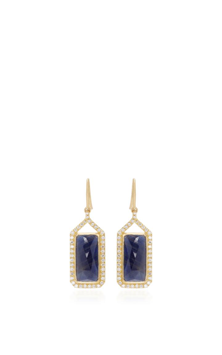 Jamie Wolf Sapphire And White Diamonds Rectangle Drop Earrings