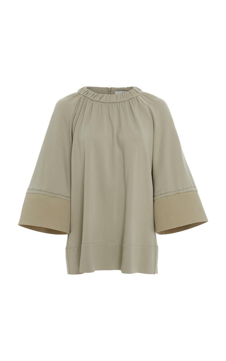 Tibi Rib Cuff Shirred Top