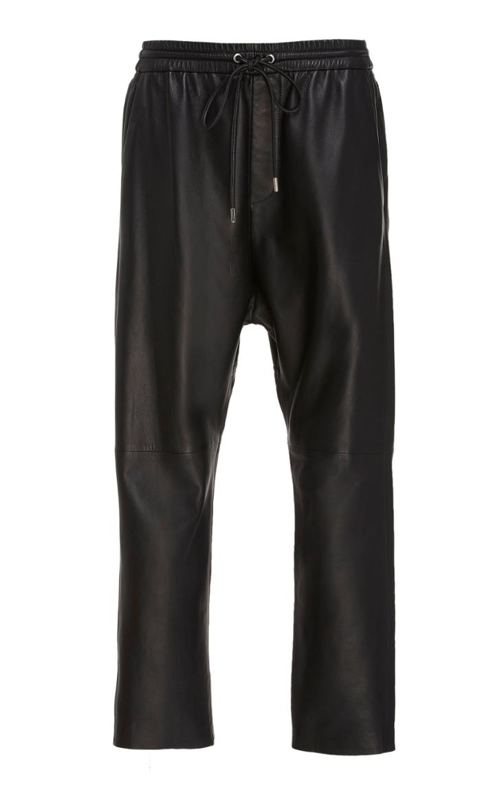 Nili Lotan Monaco Cropped Leather Slim-leg Pants