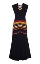 Victoria Beckham Open Back Cotton Blend Flare Midi Dress