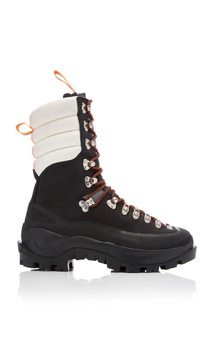Ganni Two-tone Quilted Leather Combat Boots