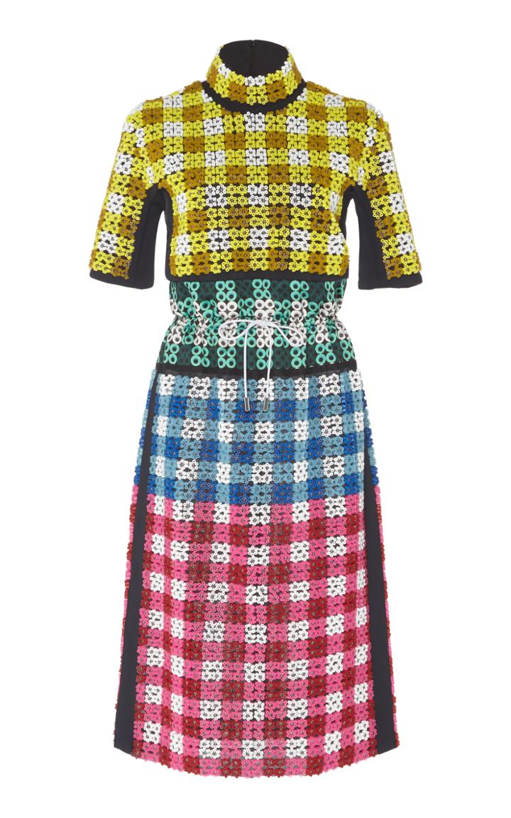 Mary Katrantzou Acacia Emroidered Gingham Dress